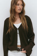 Folded sleeve knitted cardigan