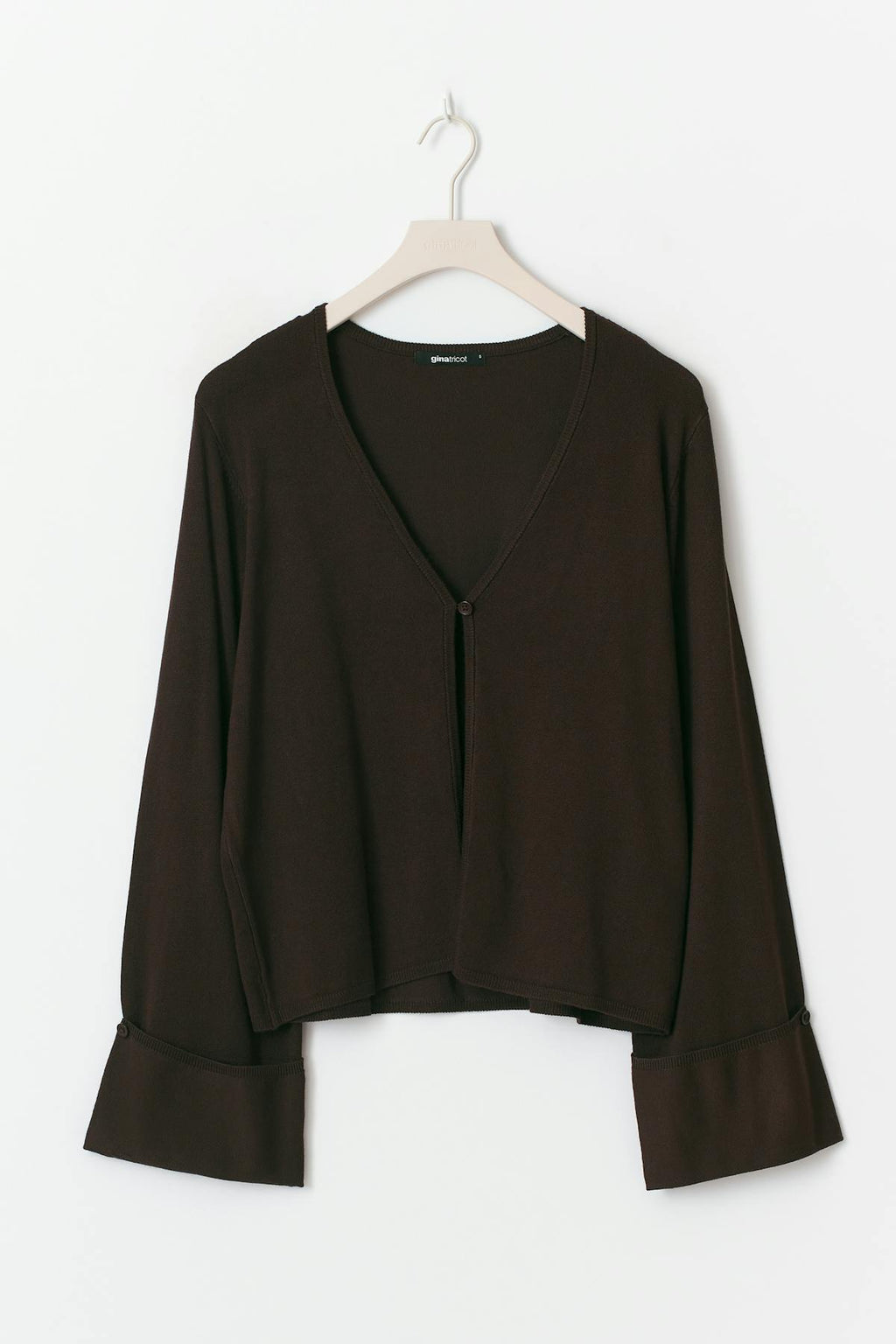 Folded sleeve knitted cardigan