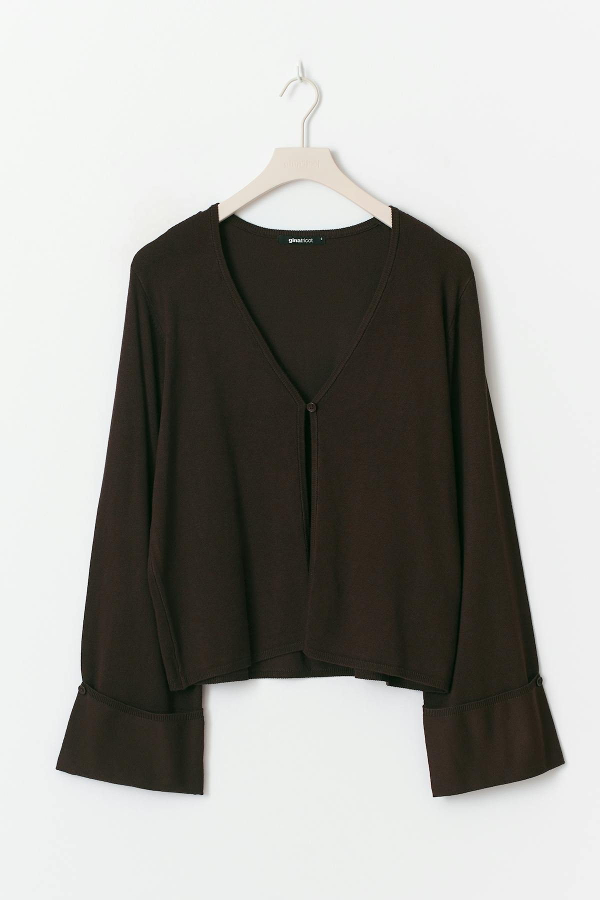 Folded sleeve knitted cardigan