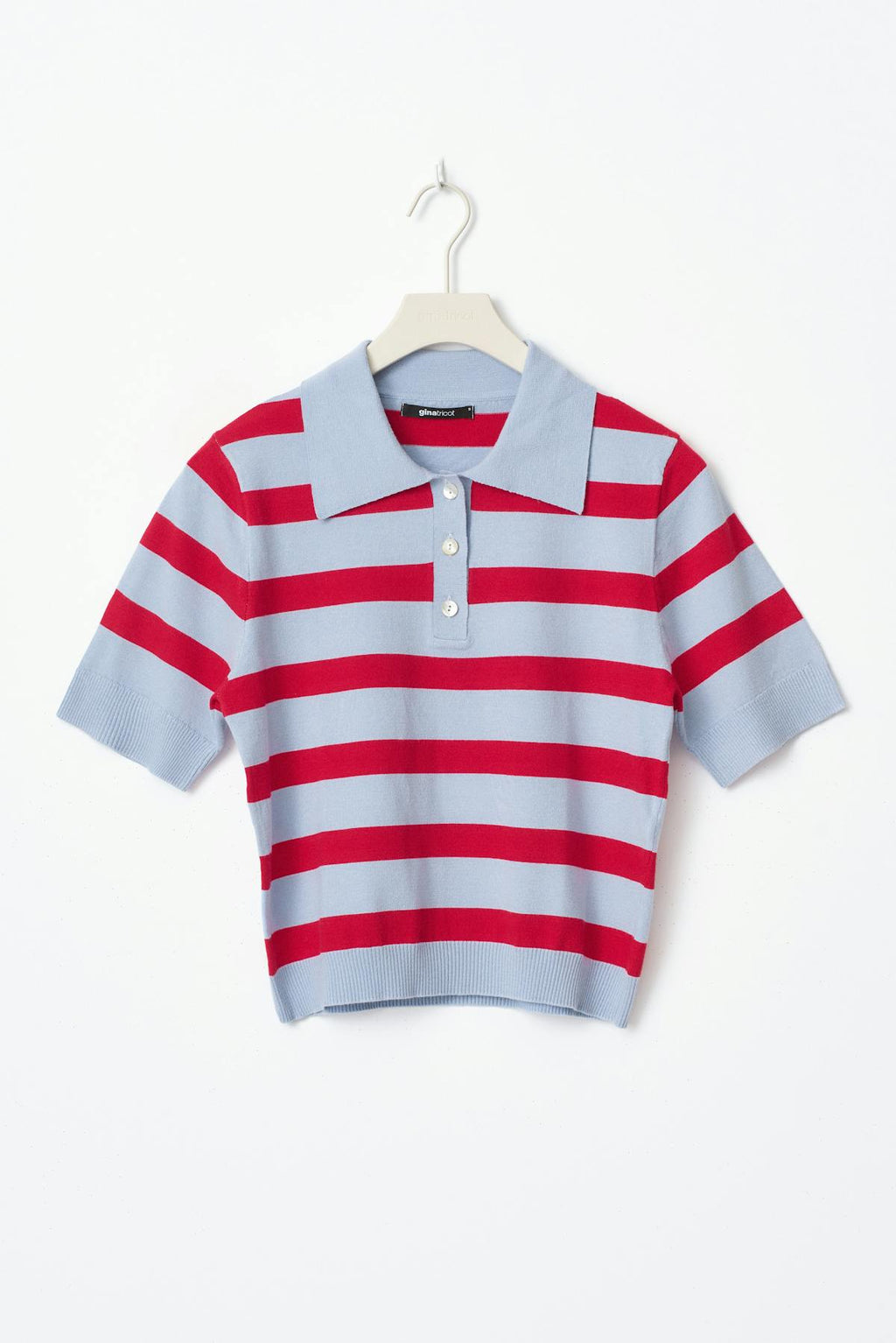Short sleeve knit collar top