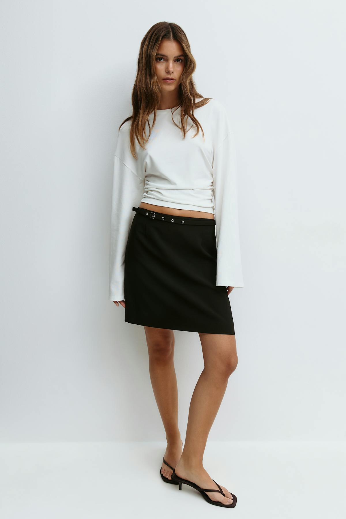 Belted mini skirt