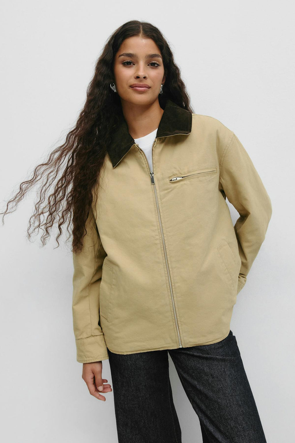 Corduroy collar jacket