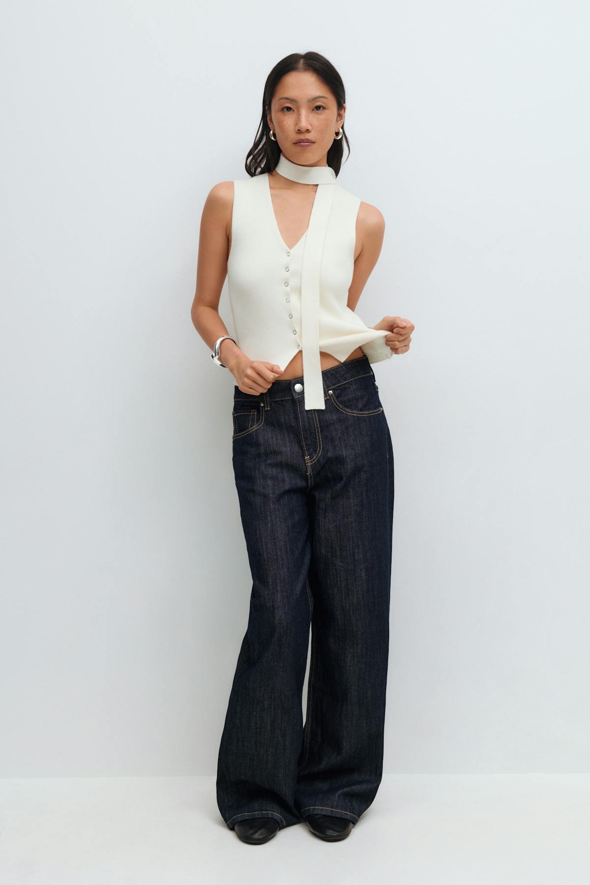Buckle baggy jeans