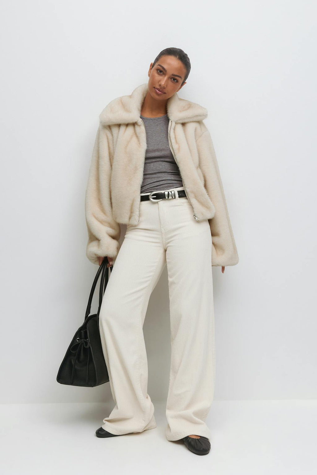 Faux fur collar jacket