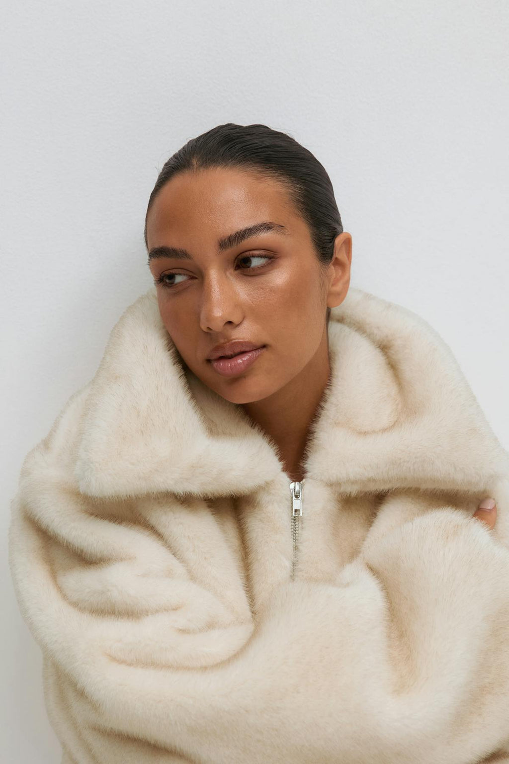 Faux fur collar jacket