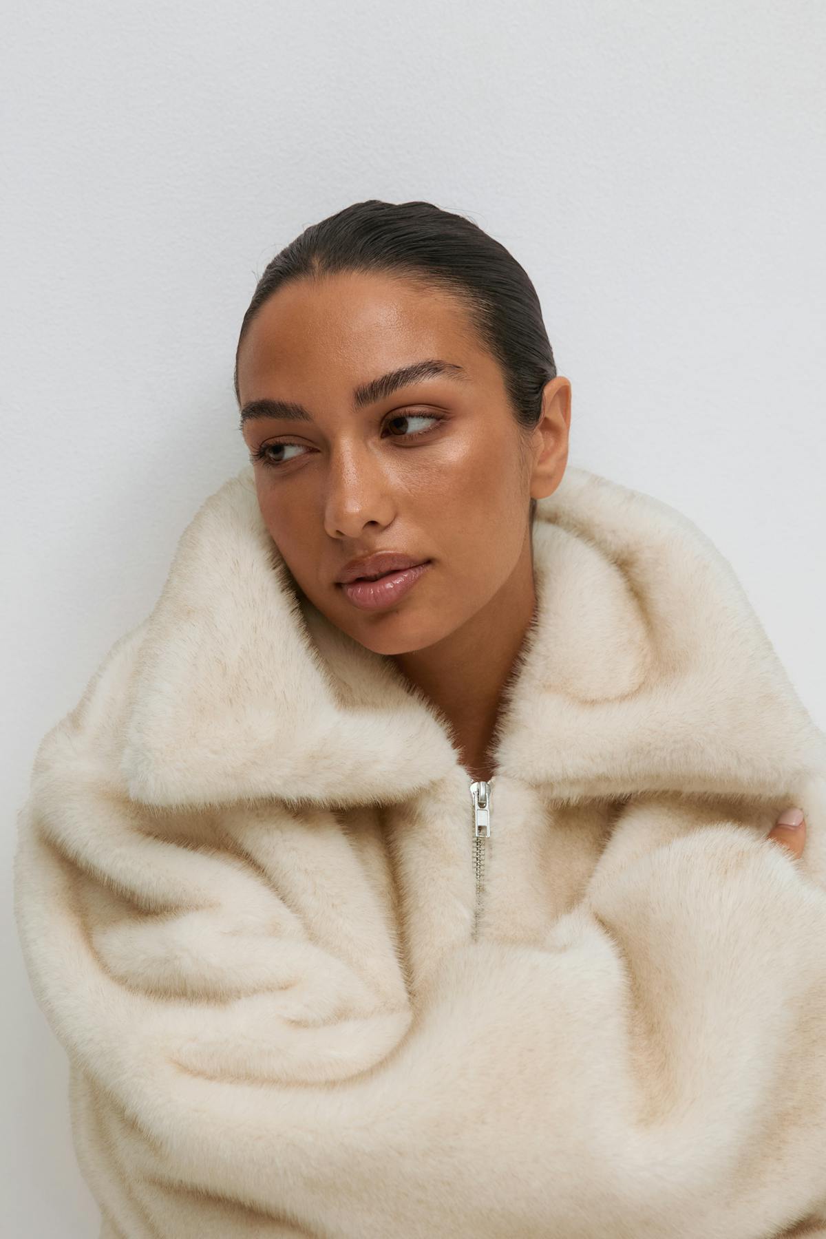 Faux fur collar jacket