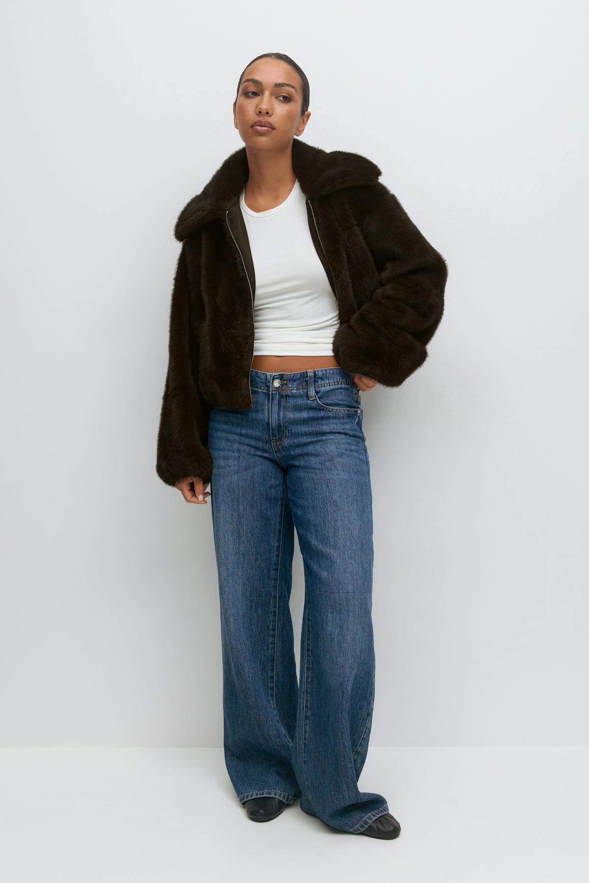 Faux fur collar jacket