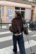 Faux fur collar jacket