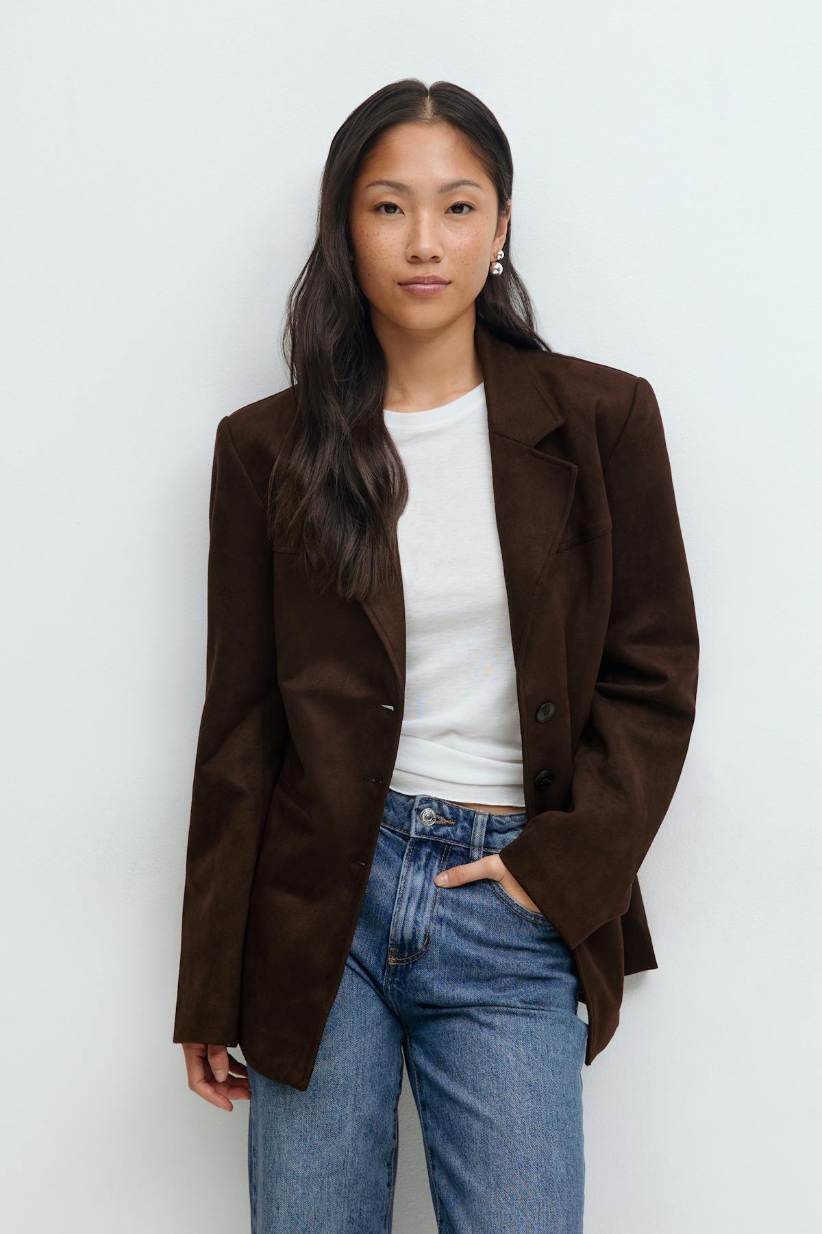 Faux suede blazer