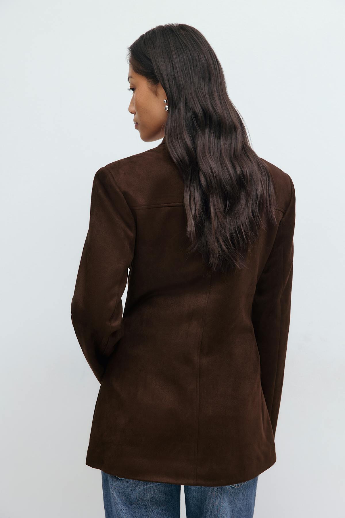 Faux suede blazer