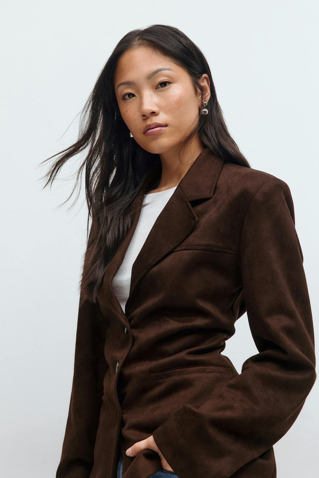 Faux suede blazer