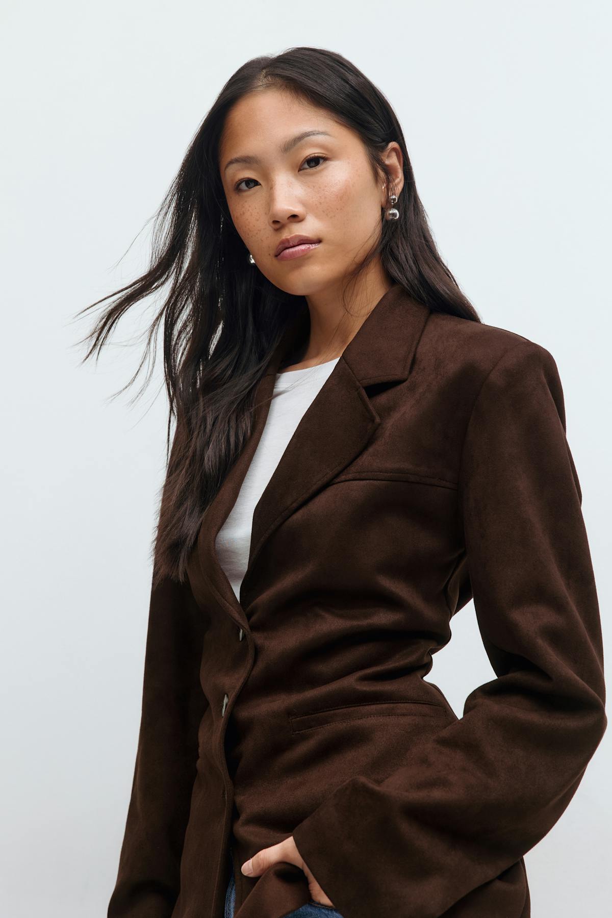 Faux suede blazer