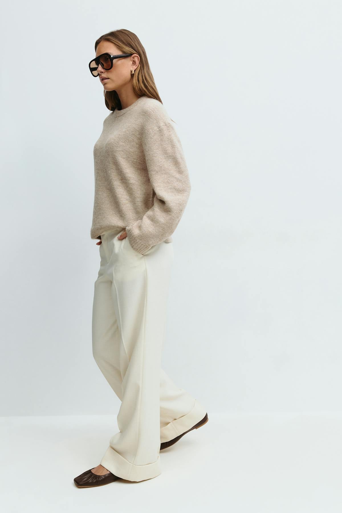 Mid waist wide trousers