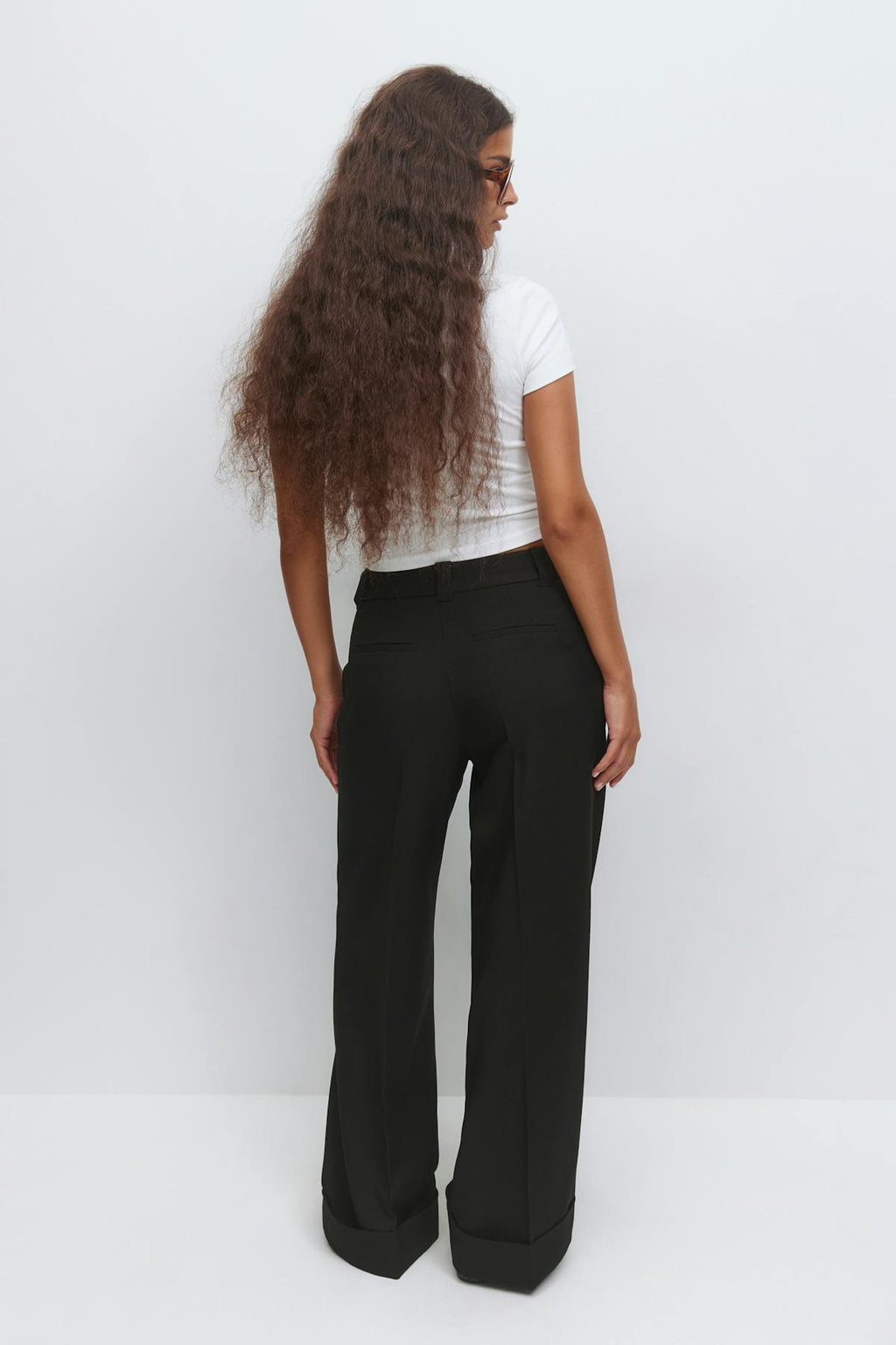 Mid waist wide trousers