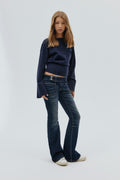 Pleated flare jeans