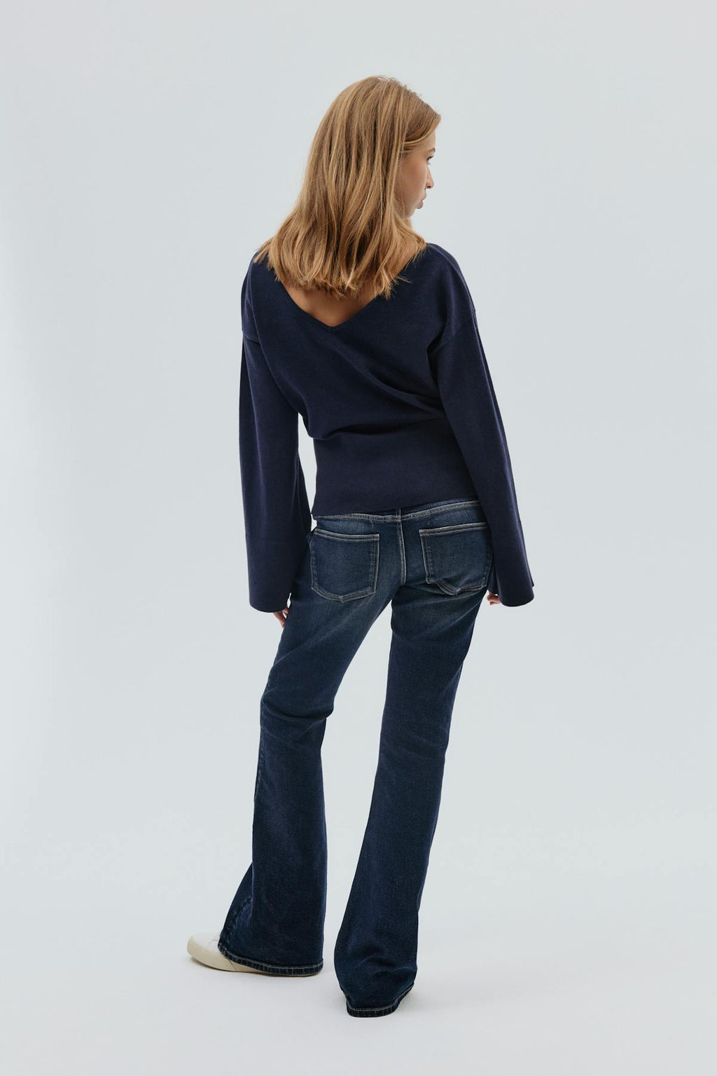 Pleated flare jeans