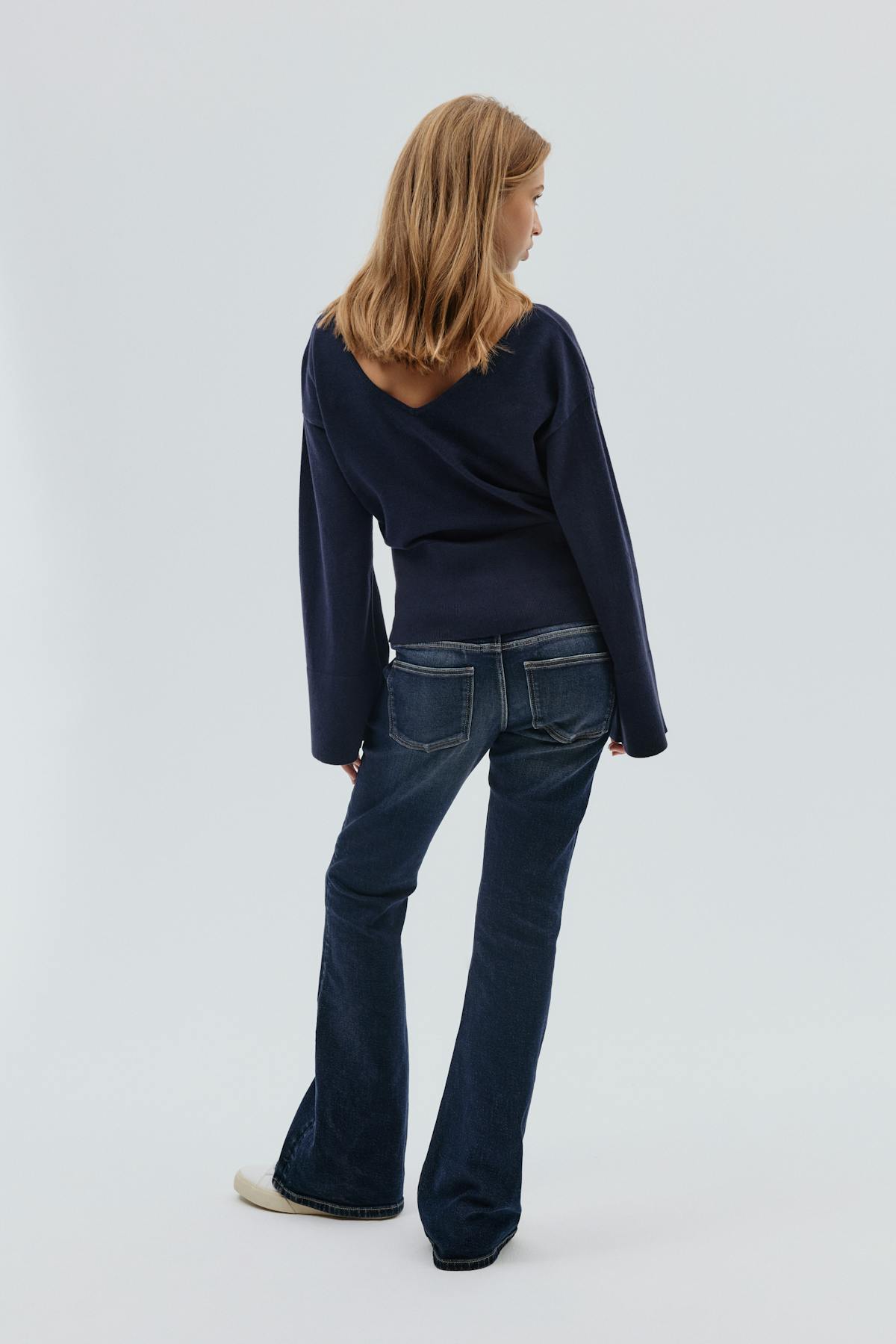 Pleated flare jeans