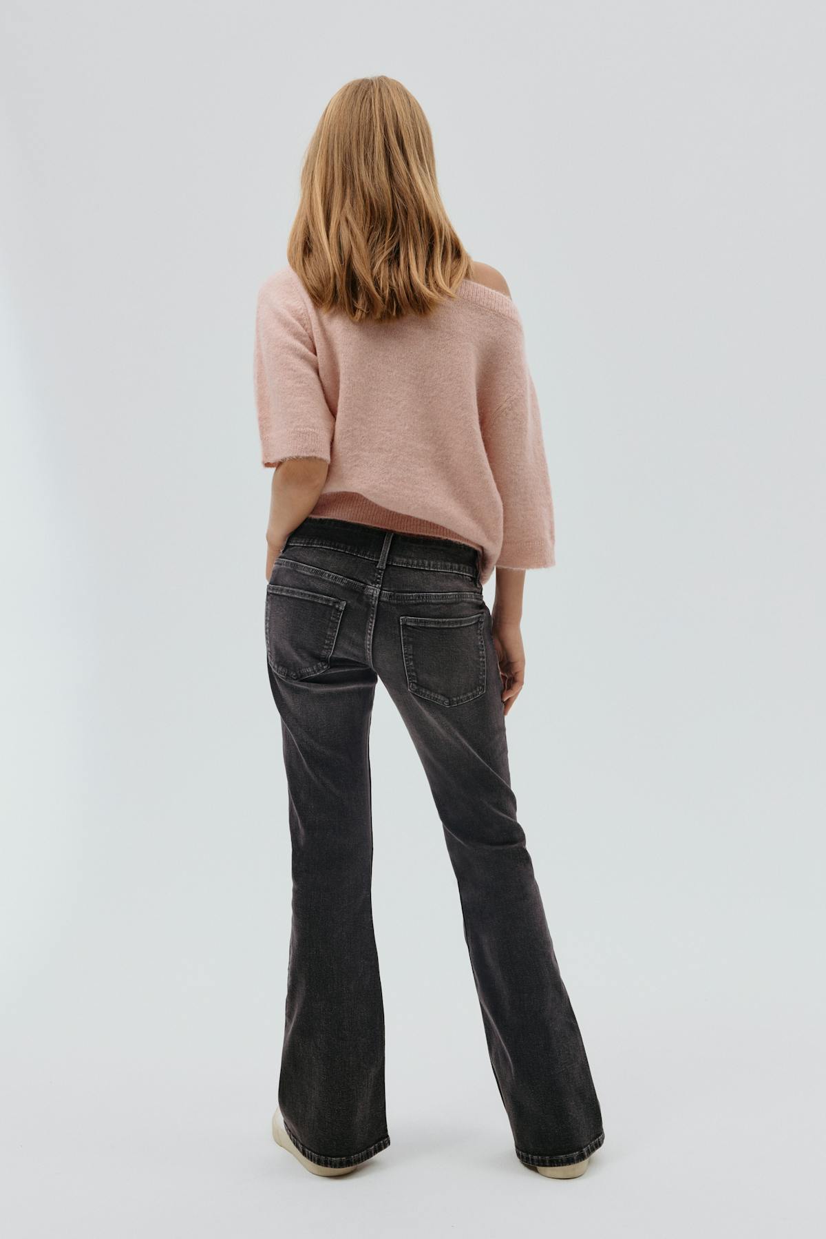 Pleated flare jeans