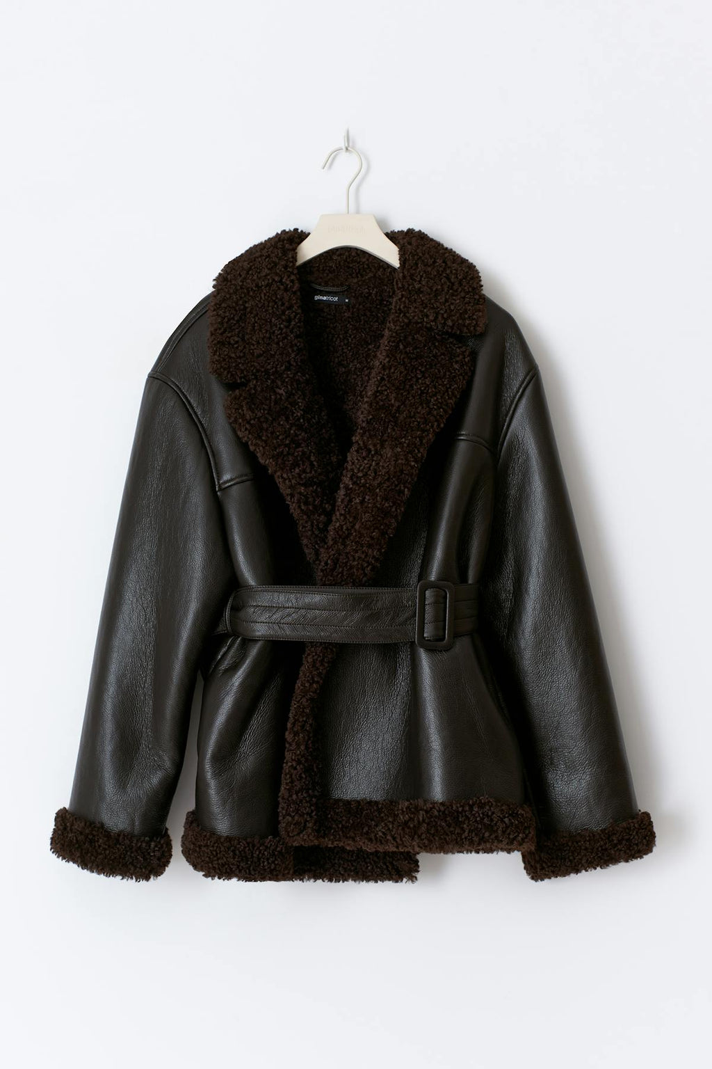 Teddy pu belted jacket