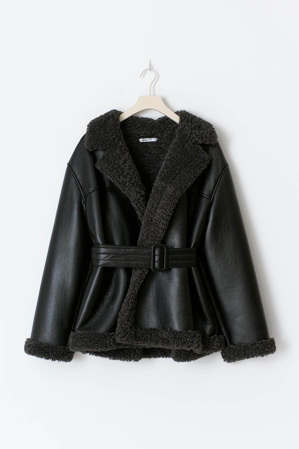 Teddy pu belted jacket
