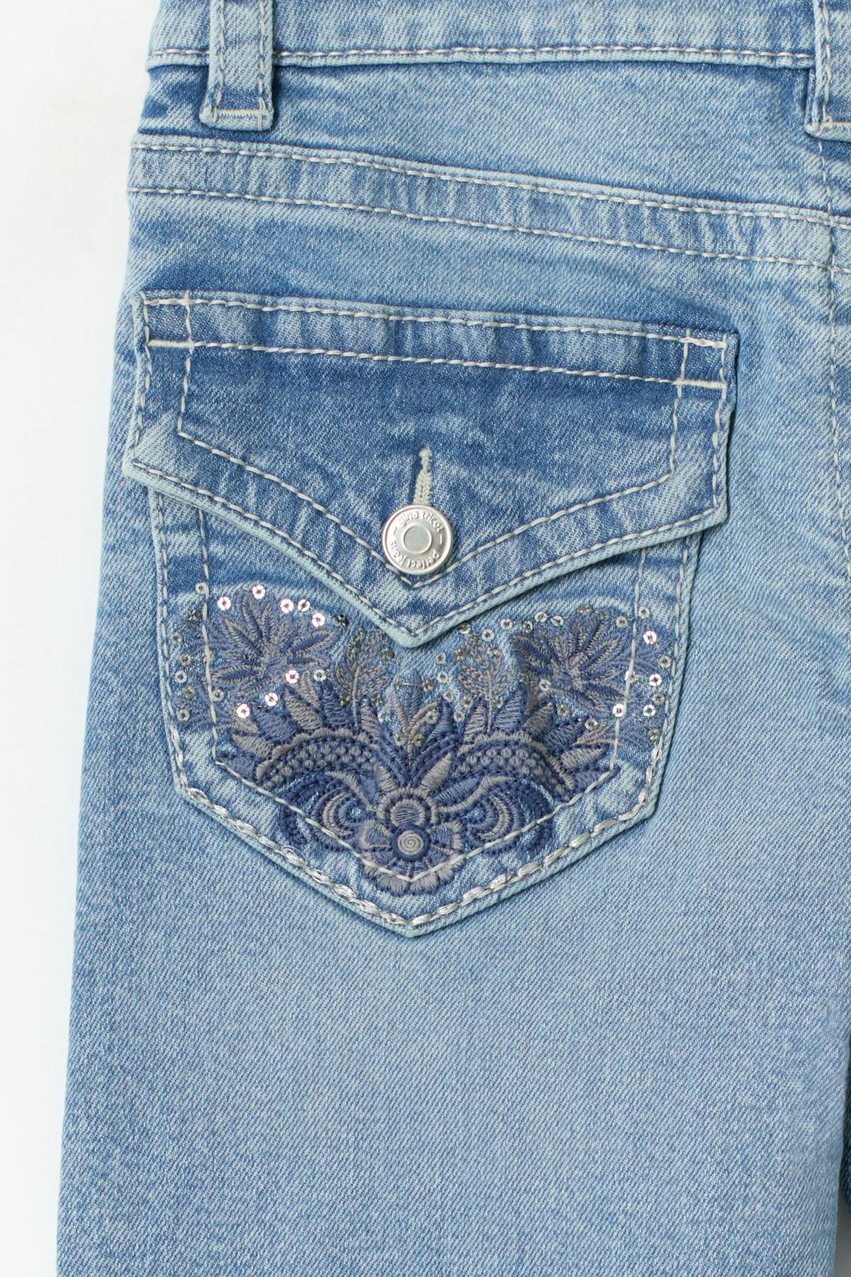 Decorated low flare jeans
