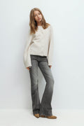 Decorated low flare jeans