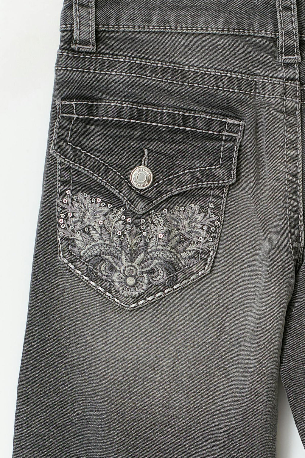 Decorated low flare jeans