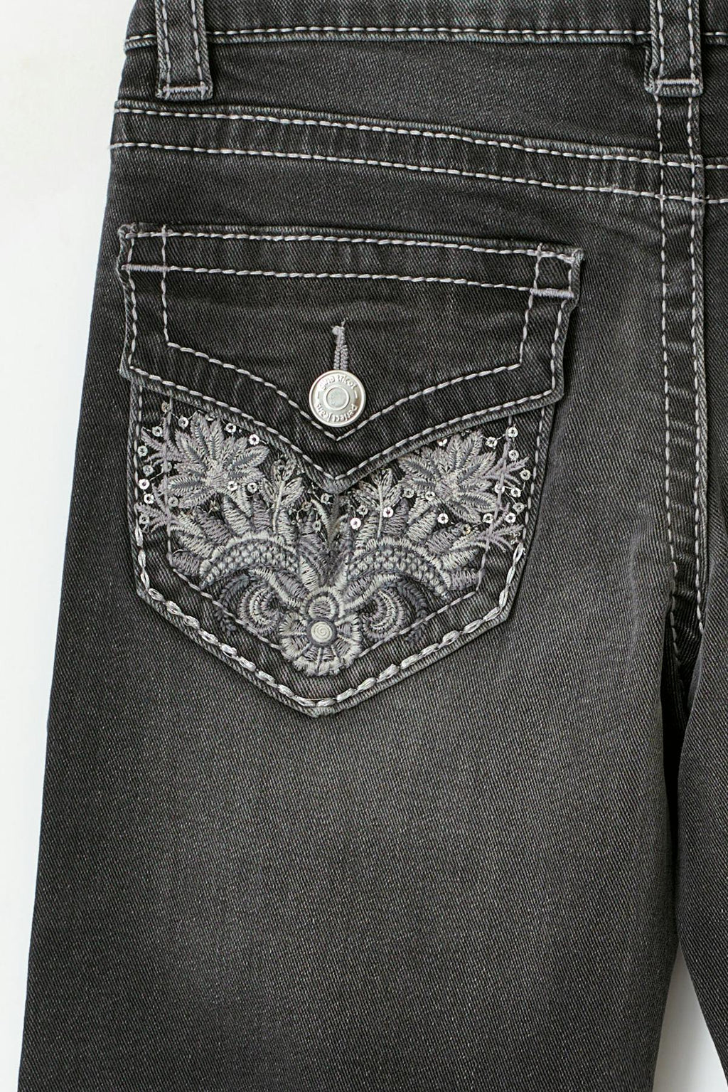 Decorated low flare jeans