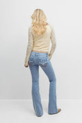 Decorated low flare jeans