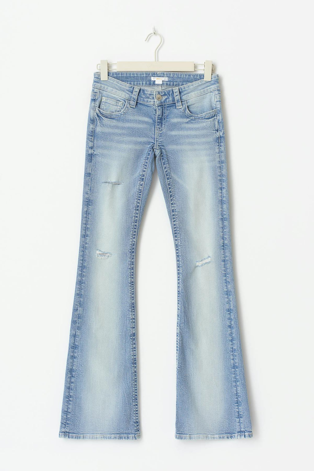 Decorated low flare jeans