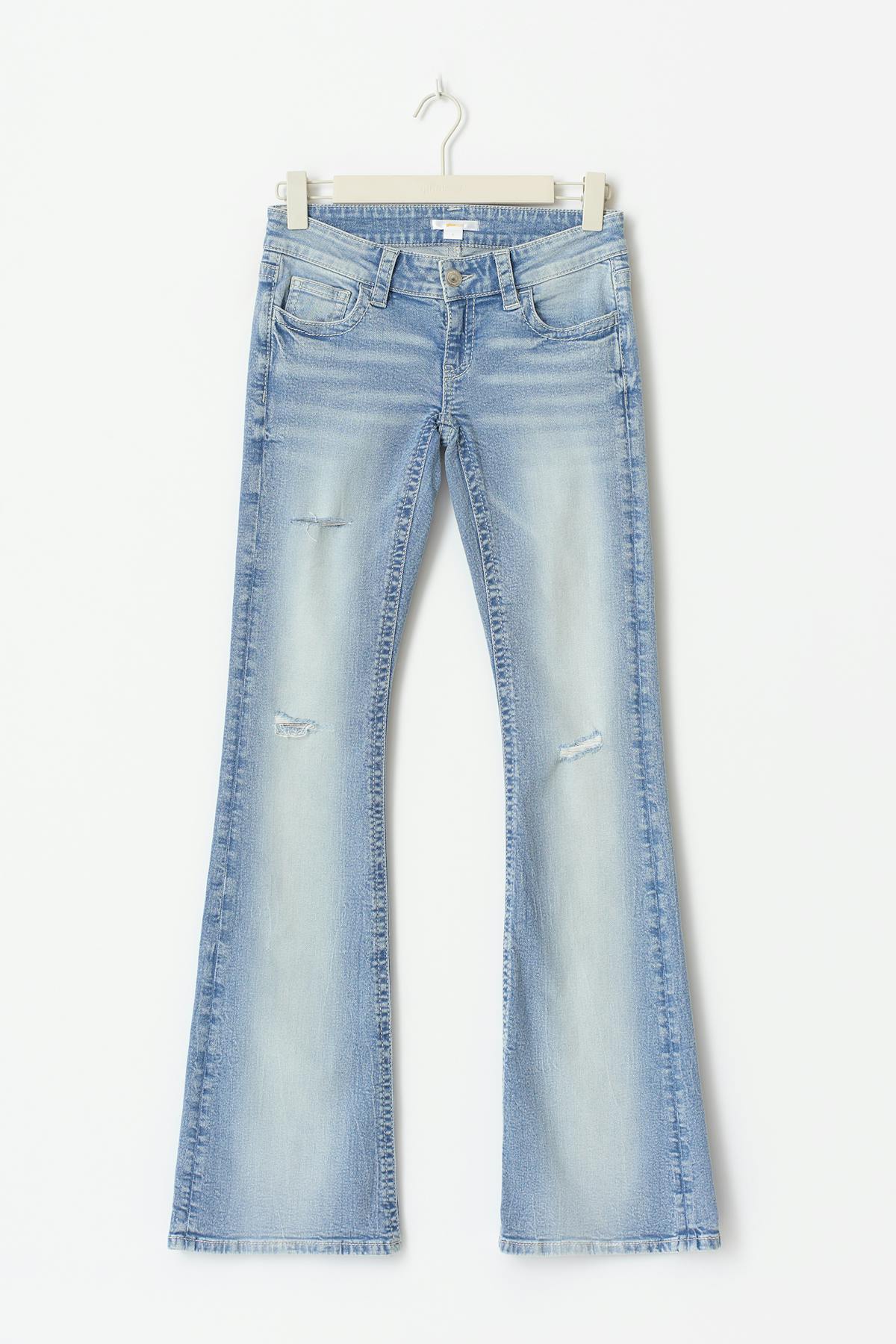 Decorated low flare jeans