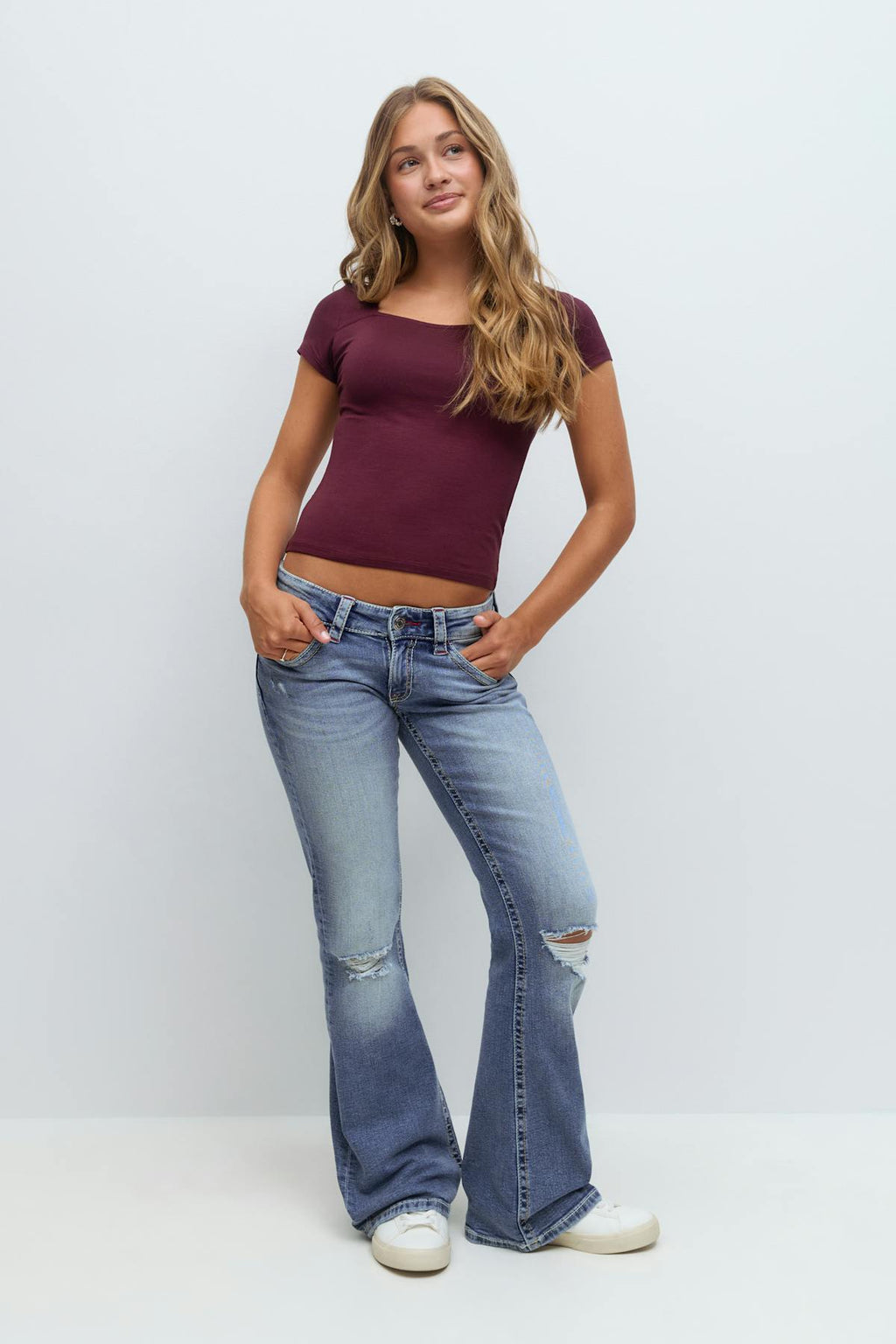 Chunky low flare jeans