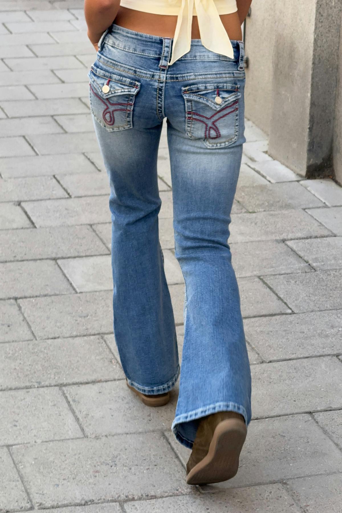 Chunky low flare jeans