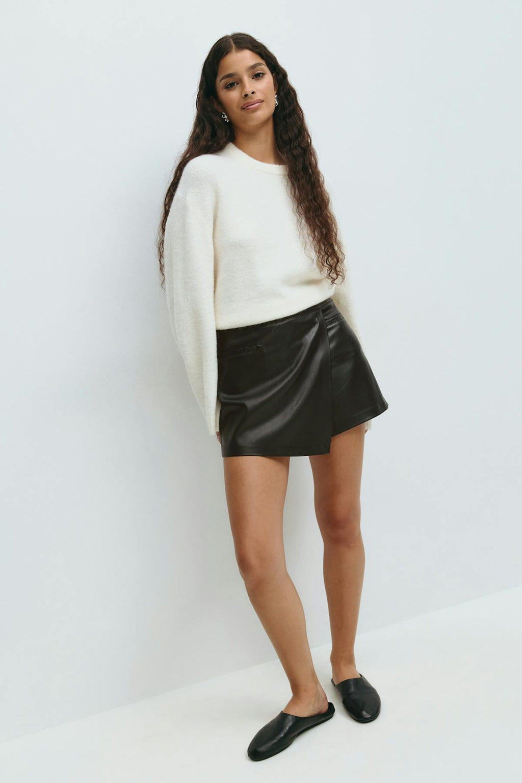 Mini wrap pu skort