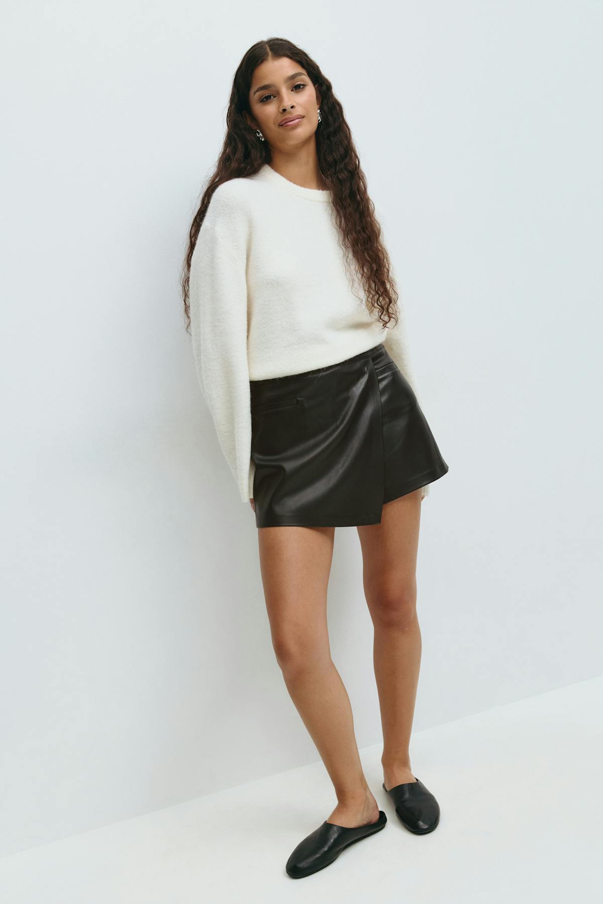 Mini wrap pu skort