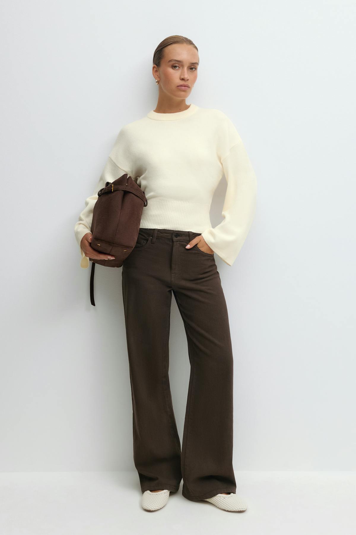 Wide sleeve knitted top