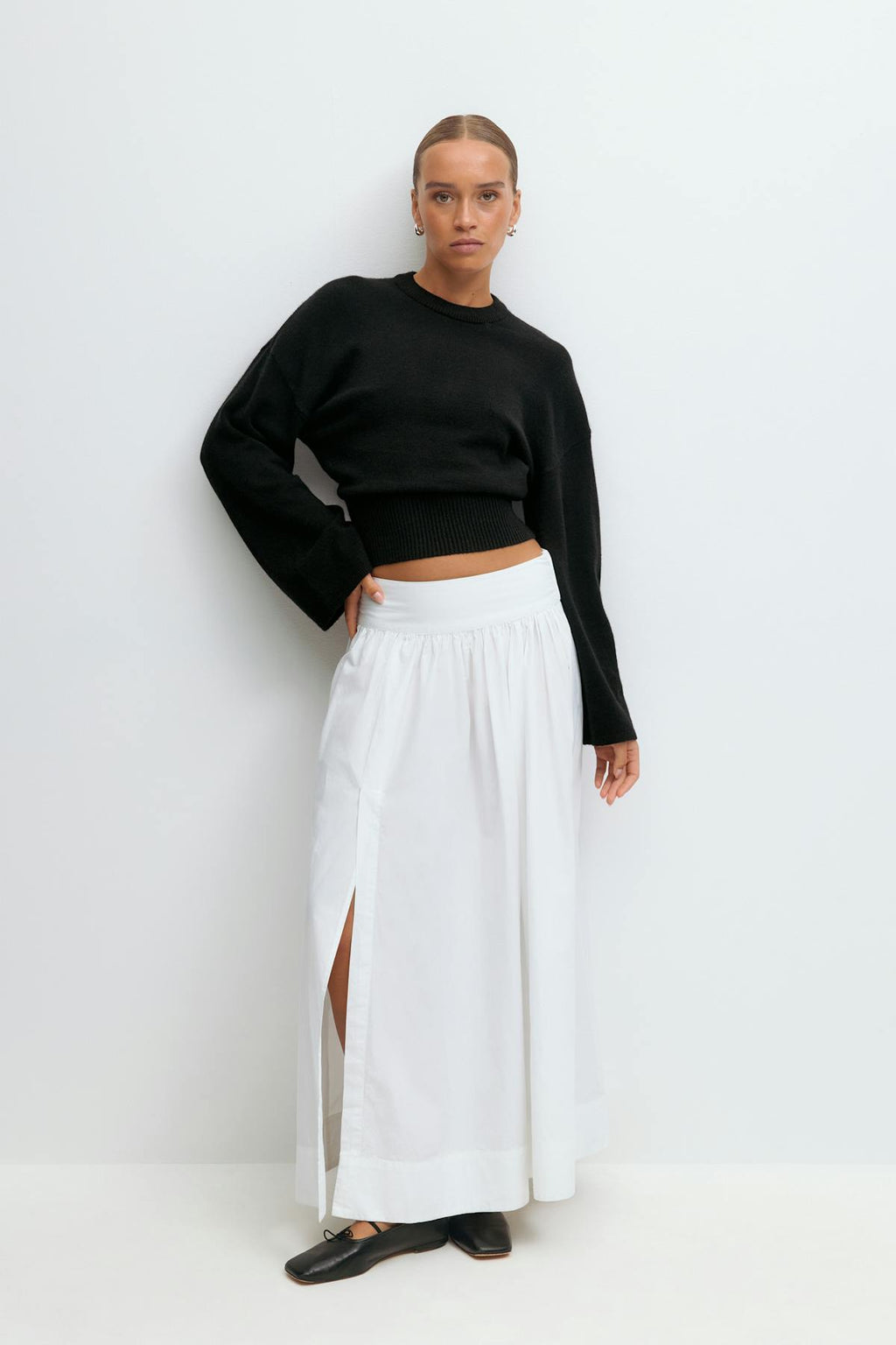 Wide sleeve knitted top