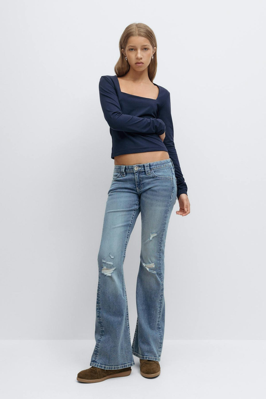Y sparkle low flare jeans