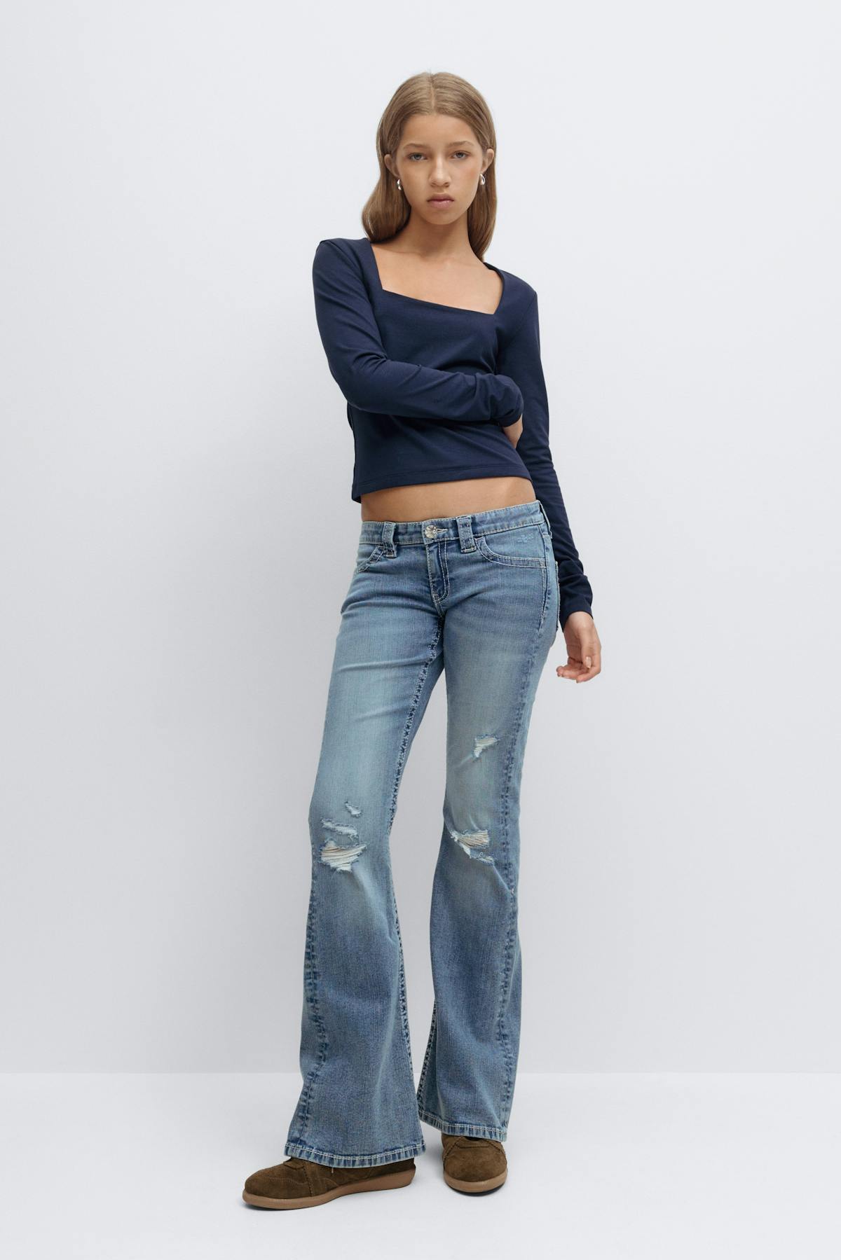 Y sparkle low flare jeans