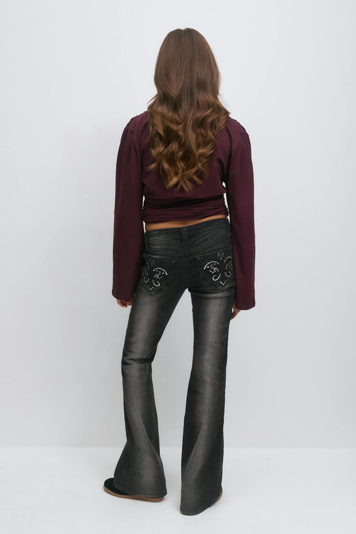 Y sparkle low flare jeans