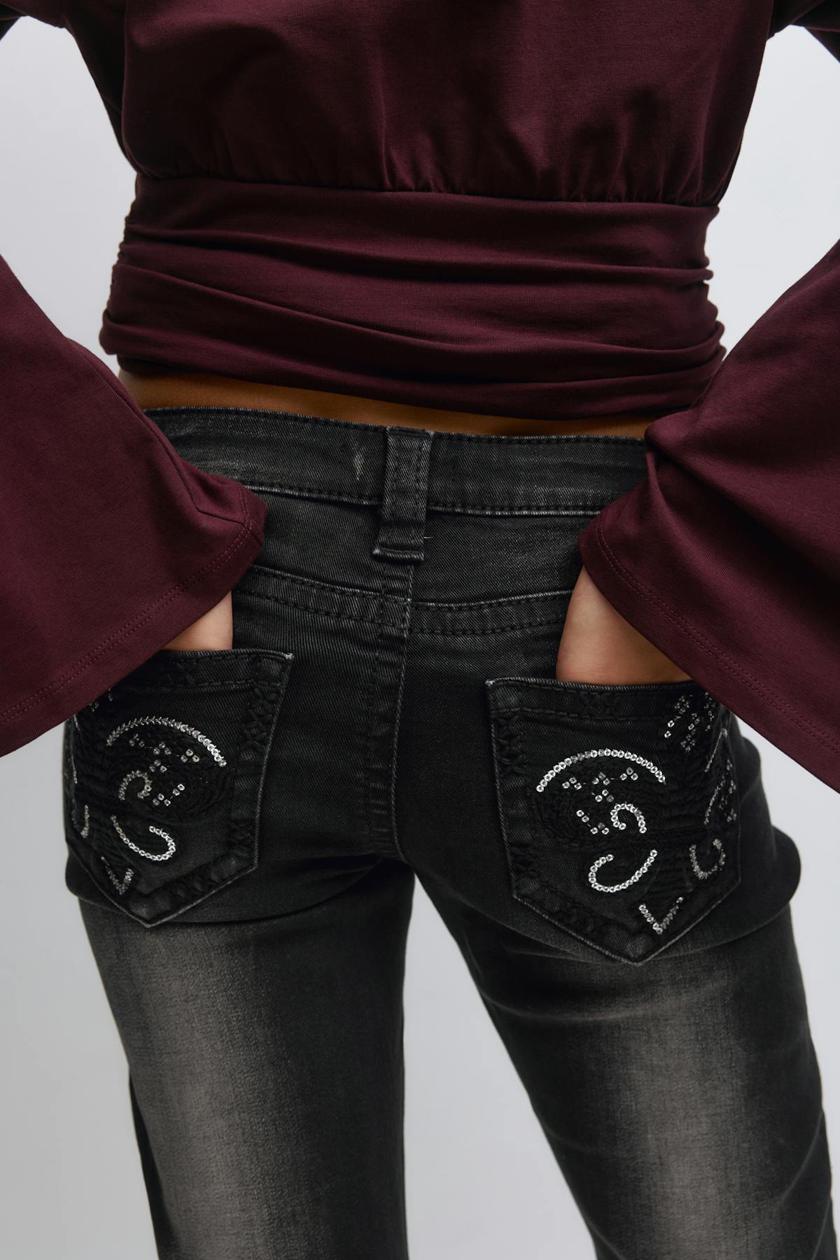 Y sparkle low flare jeans