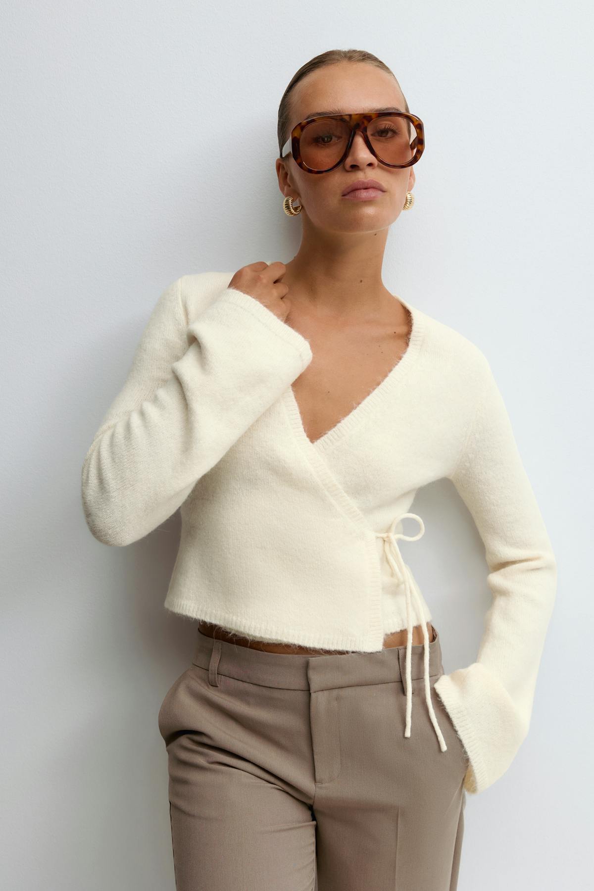 Knitted wrap cardigan