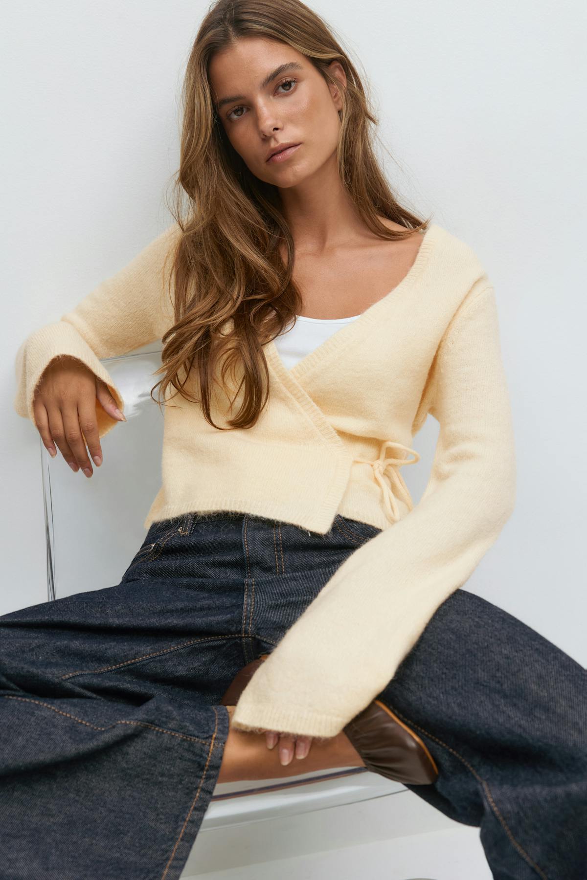 Knitted wrap cardigan