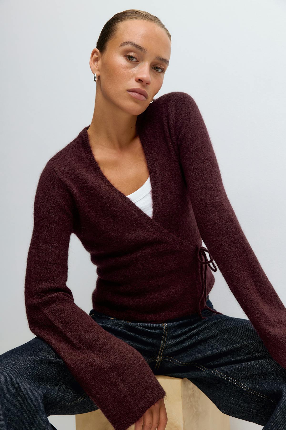 Knitted wrap cardigan