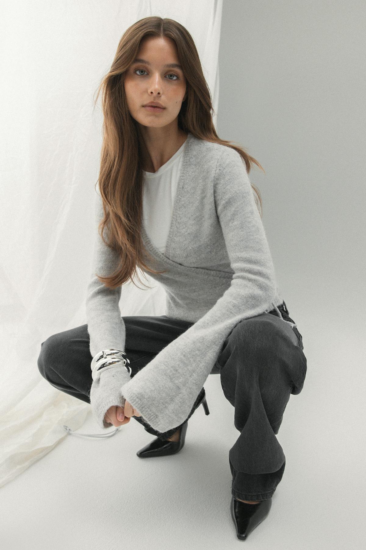 Knitted wrap cardigan