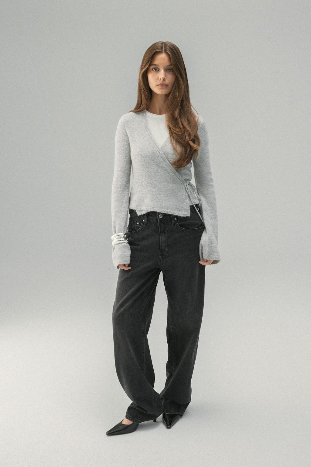 Knitted wrap cardigan