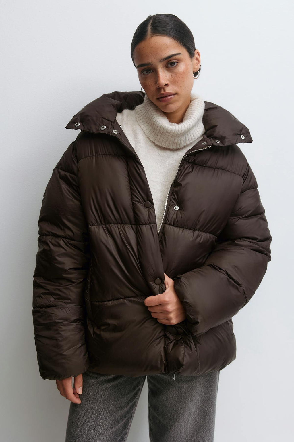 Belted puffer jacket