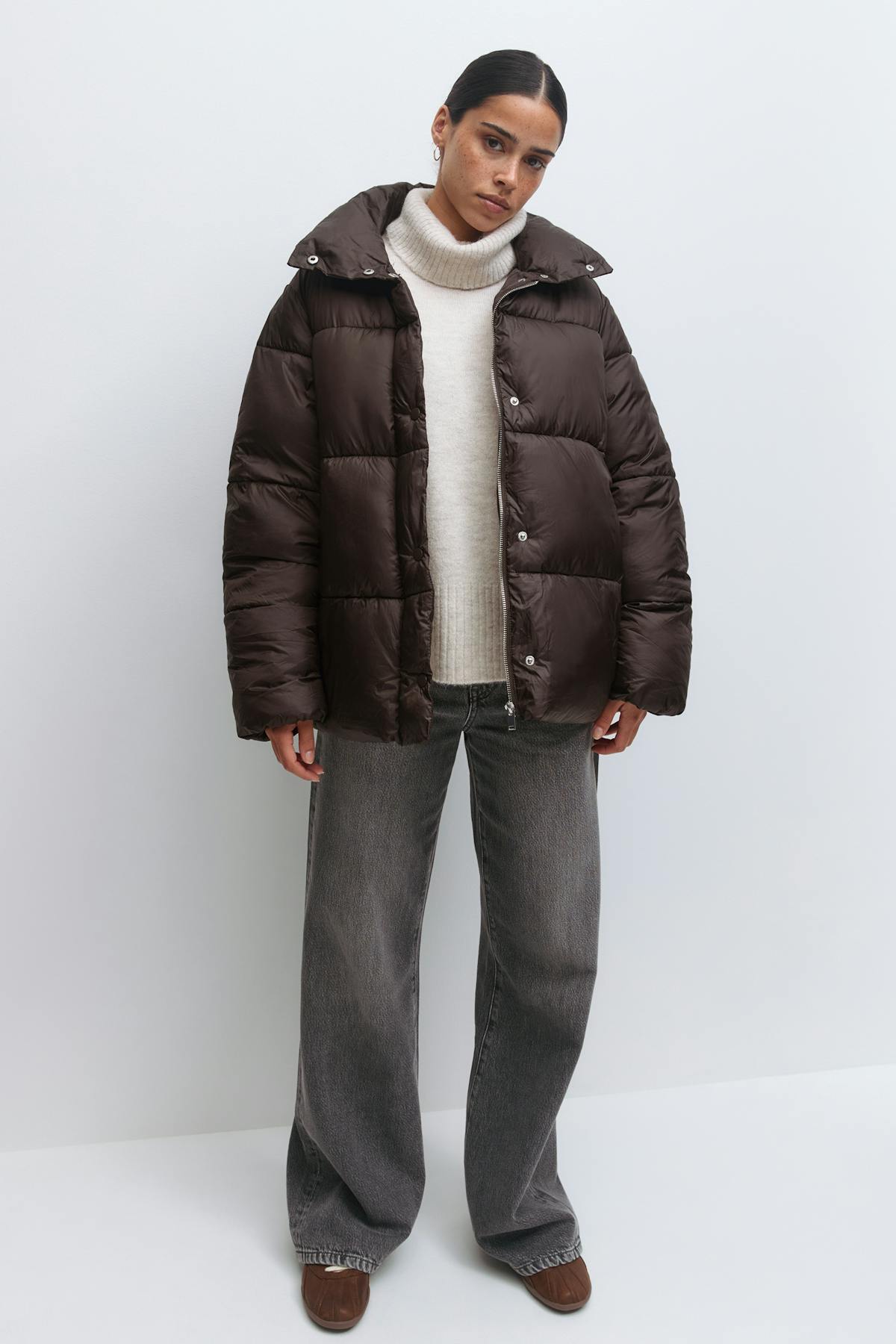 Belted puffer jacket