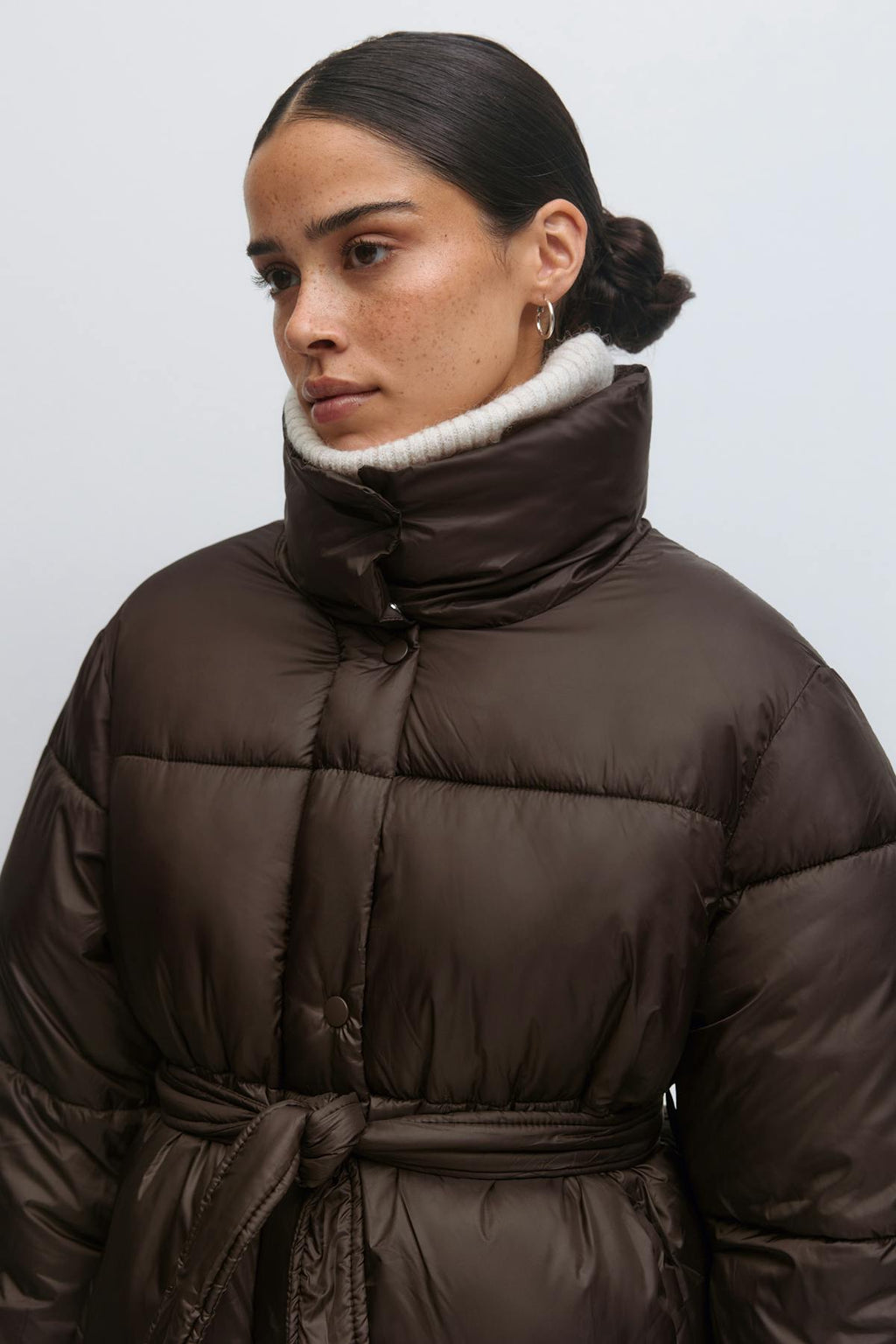 Belted puffer jacket