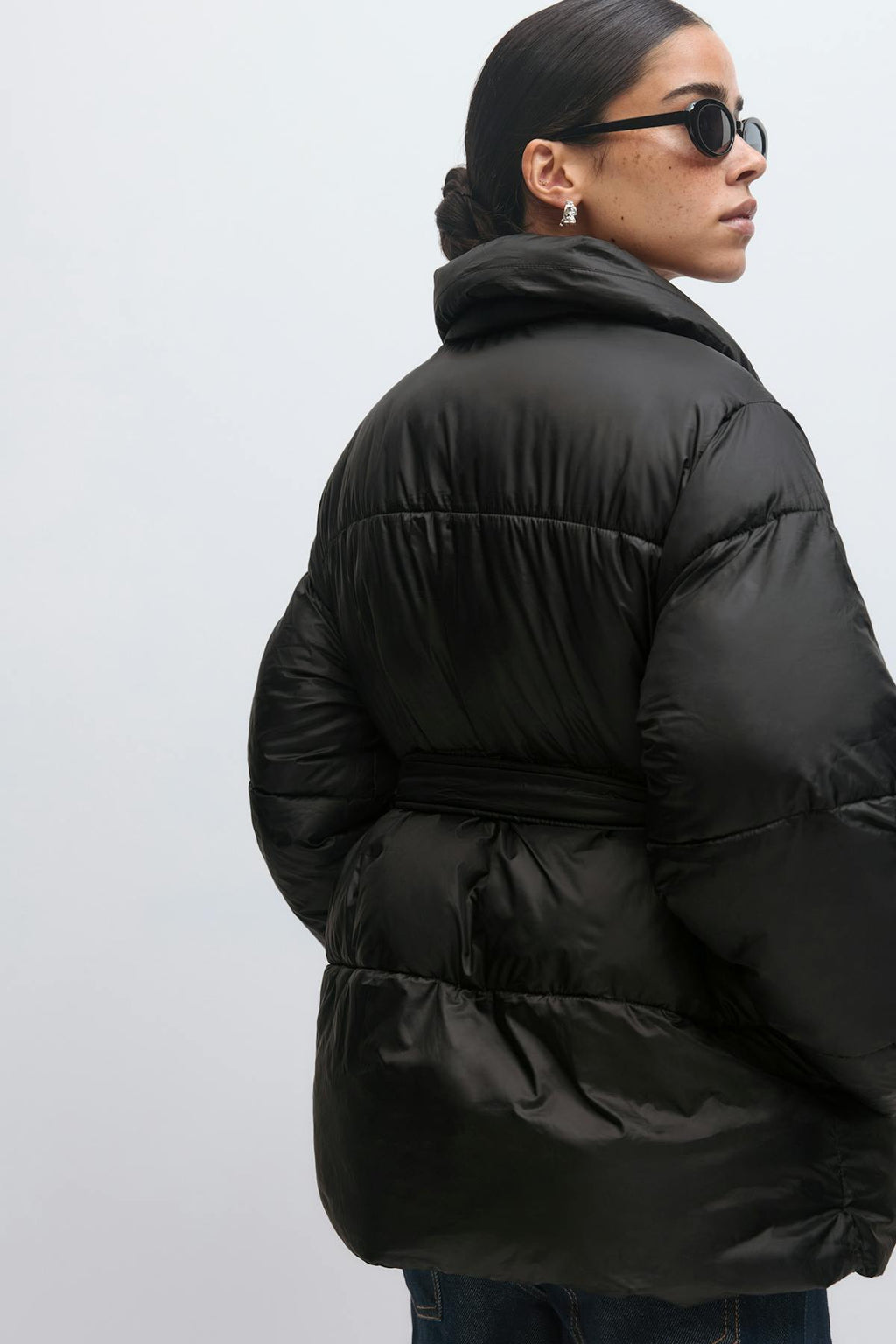 Belted puffer jacket